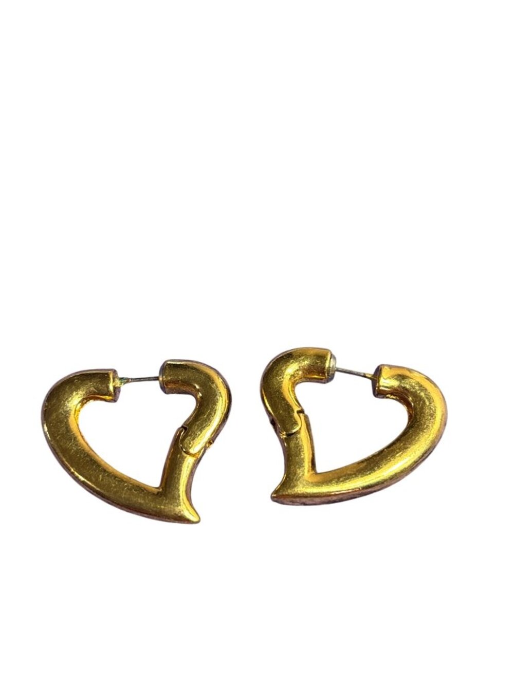 Vintage 1997 Avon Goldtone Heart Hoop Earrings 1.25 inches